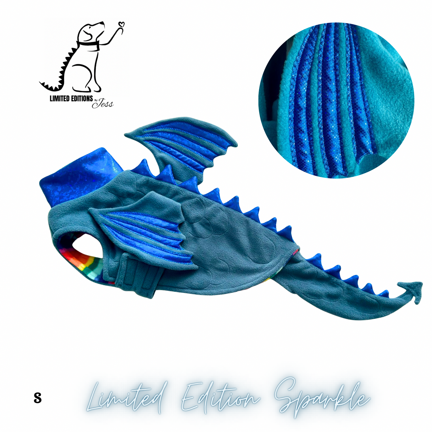 NEW S Limited Edition Sparkly Dragon Coat with Wings & detachable tail (ONLY 1 AVAILABLE)