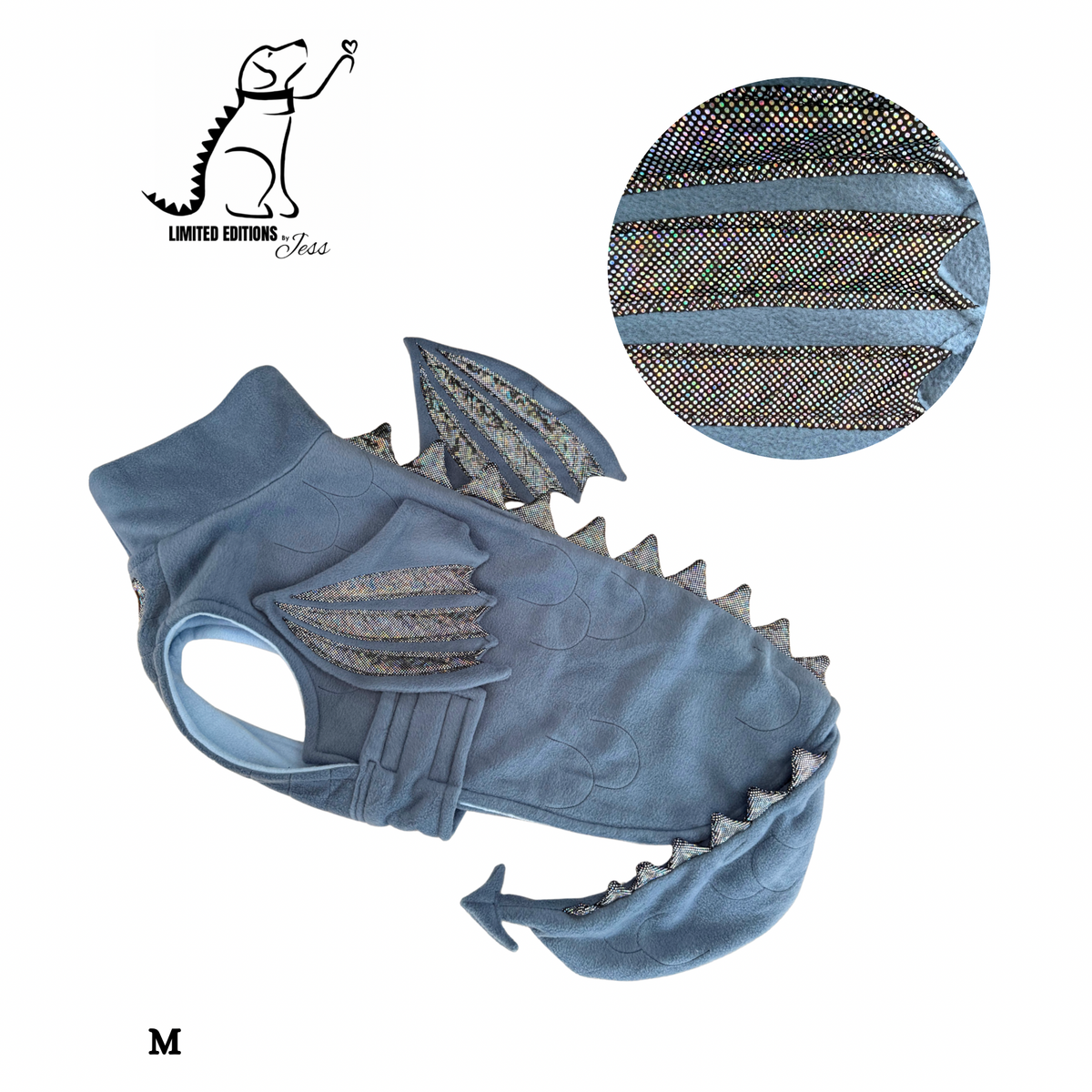 .Medium Limited Edition Dragon Sparkle Coat & Detachable Tail (ONLY 1 AVAILABLE)