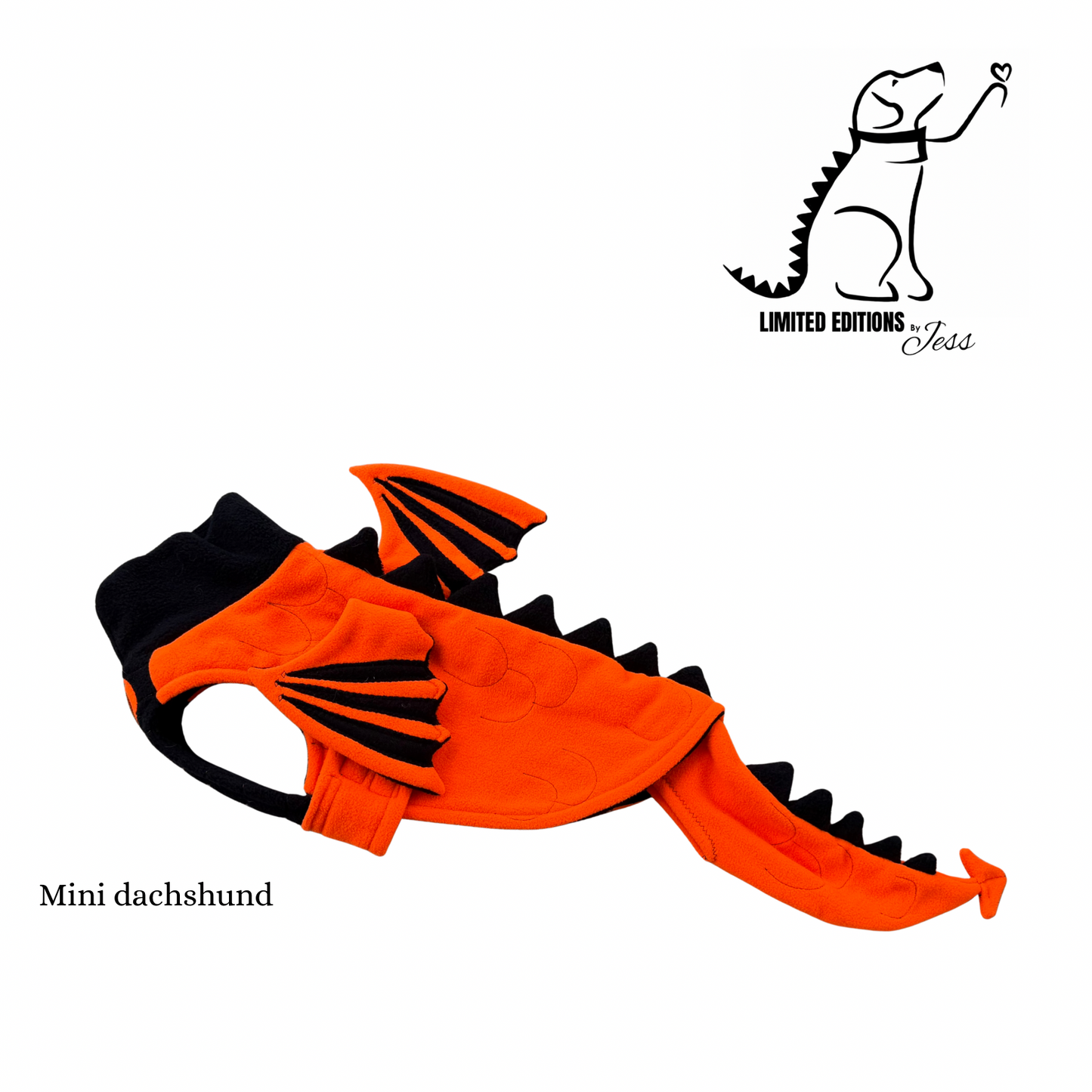 Mini Dachshund Limited Edition Dragon coat with wings, spikes and detachable tail (ONLY 1 AVAILABLE)