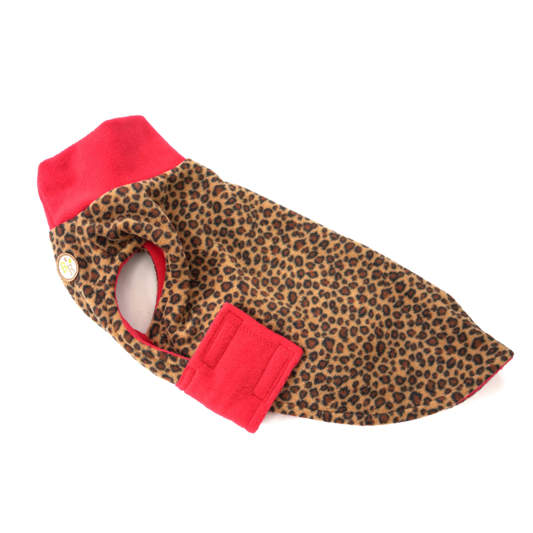 Small Pattern Coat & Reversible Fleece Blanket Bundle Red Leopard/Red
