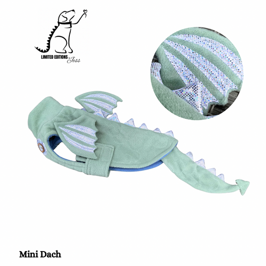 Mini Dachshund Limited Edition Sparkly Dragon Coat with Wings & detachable tail  (ONLY 1 AVAILABLE)