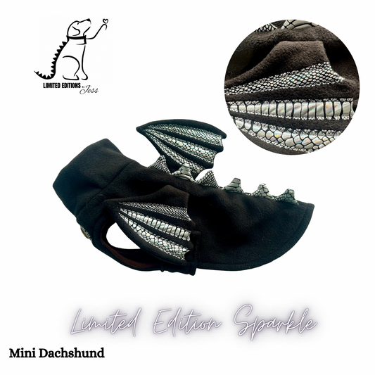NEW Mini Dachshund Limited Edition Sparkly Dragon Coat with Wings  (ONLY 1 AVAILABLE)