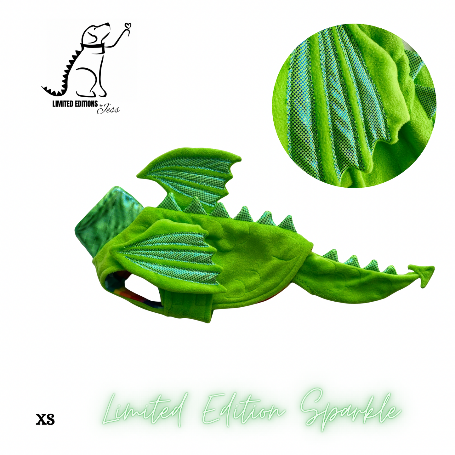 NEW XS Limited Edition Sparkly Dragon Coat with Wings & detachable tail  (ONLY 1 AVAILABLE)