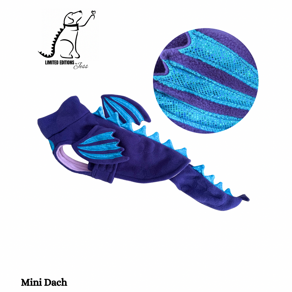 .Mini Dach Limited Edition  Dragon Sparkle Coat & Detachable Tail (ONLY 1 AVAILABLE)