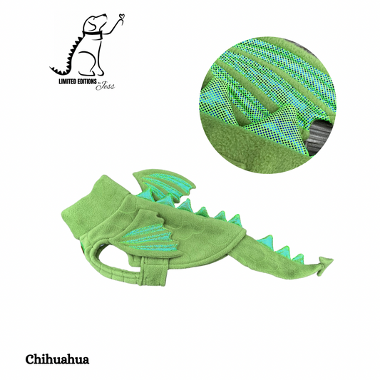 Chihuahua Limited Edition Sparkly Dragon Coat with Wings & detachable tail  (ONLY 1 AVAILABLE)