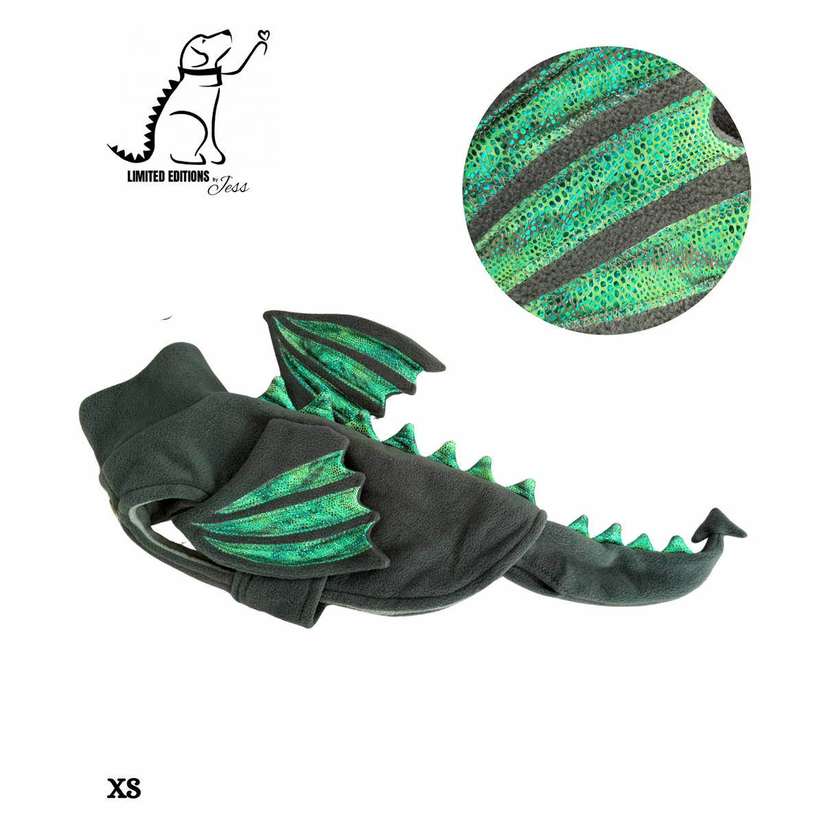 .XS Limited Edition  Dragon Sparkle Coat & Detachable Tail (ONLY 1 AVAILABLE)