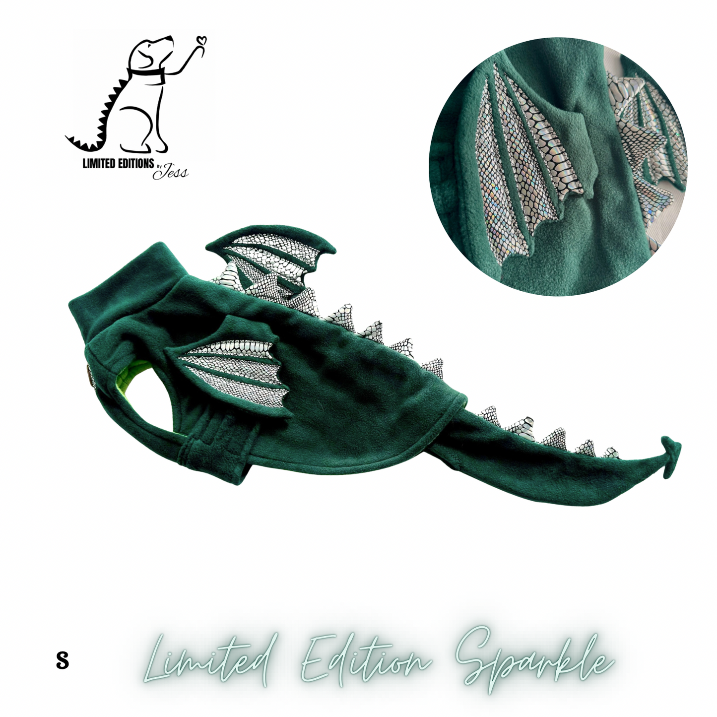 NEW S Limited Edition Sparkly Dragon Coat with Wings & detachable tail  (ONLY 1 AVAILABLE)