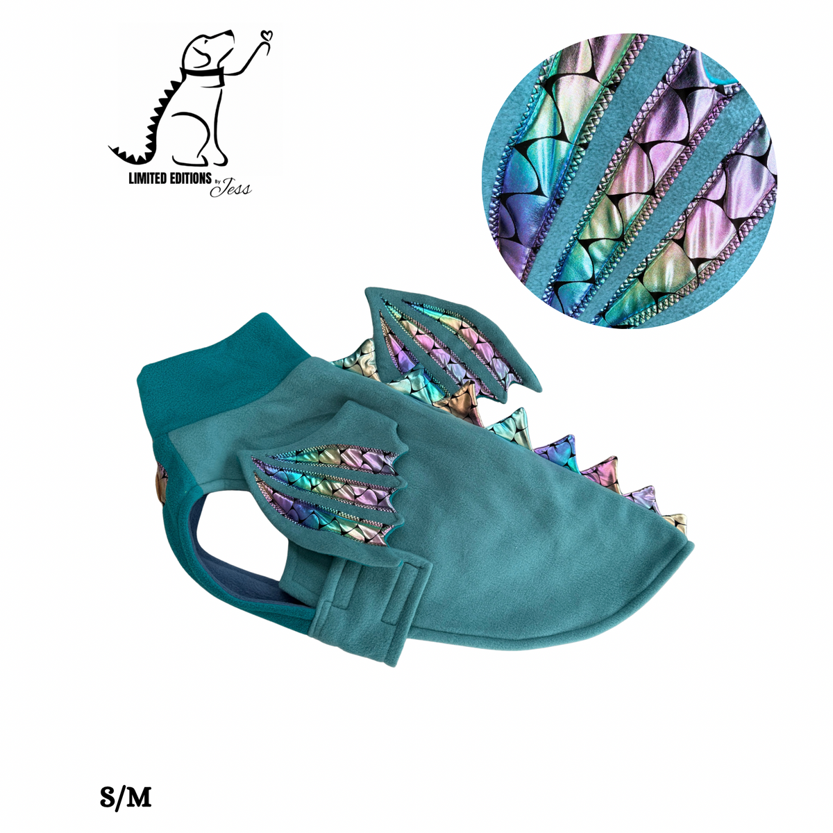 .S/M Limited Edition Dragon coat with iridescent wings and  spikes (ONLY 1 AVAILABLE)