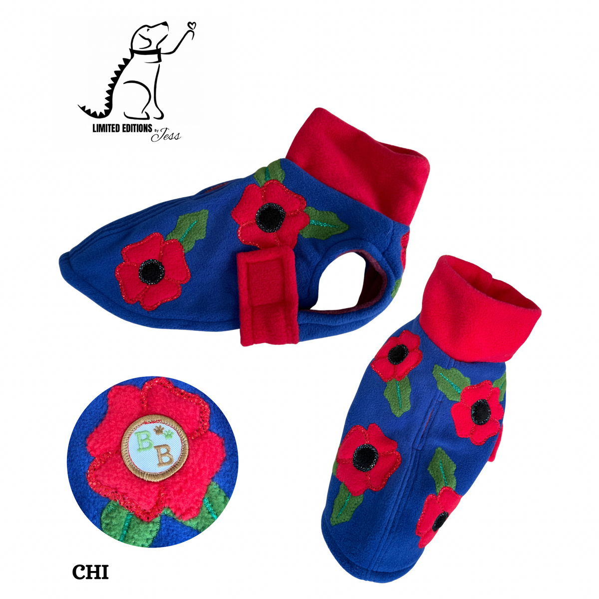 .Limited Edition Poppy coat with sparkle details ( Various sizes but only 1 of each available))