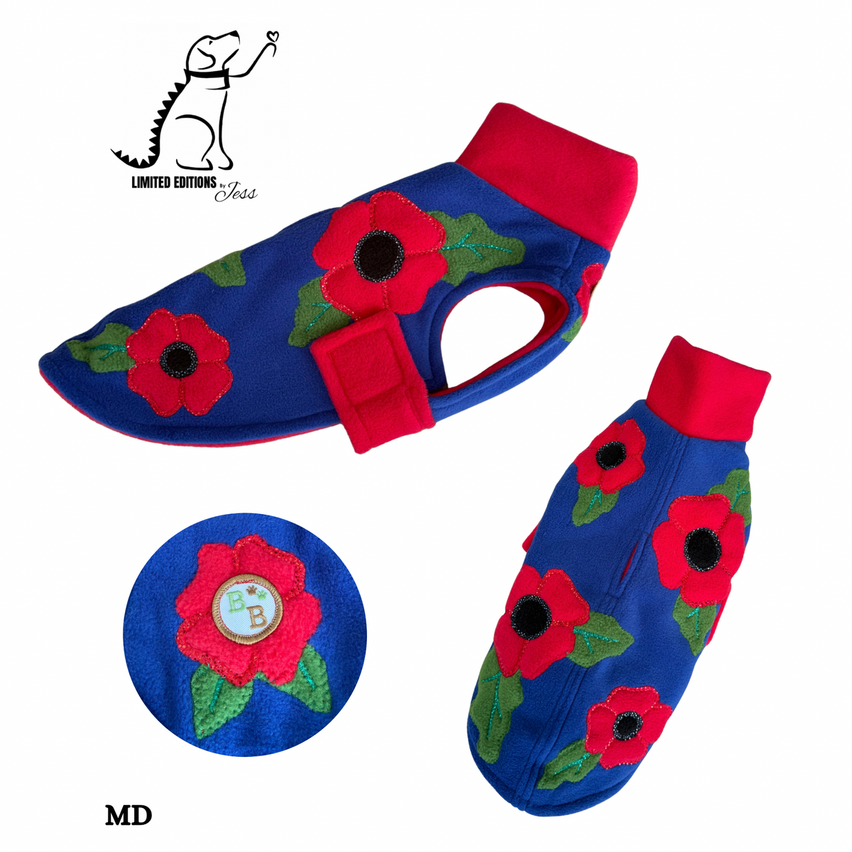 .Limited Edition Poppy coat with sparkle details ( Various sizes but only 1 of each available))