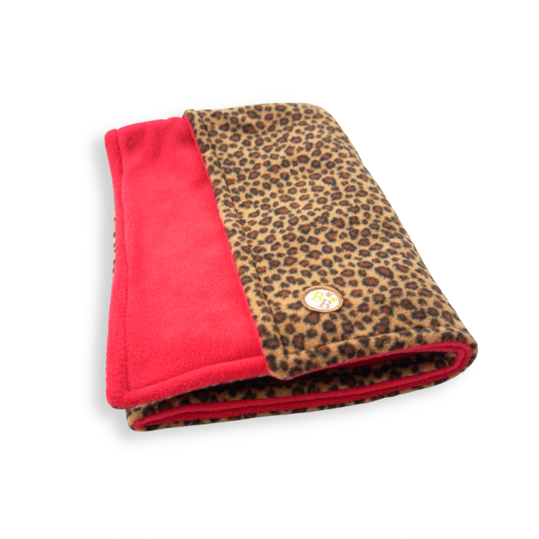Small Pattern Coat & Reversible Fleece Blanket Bundle Red Leopard/Red