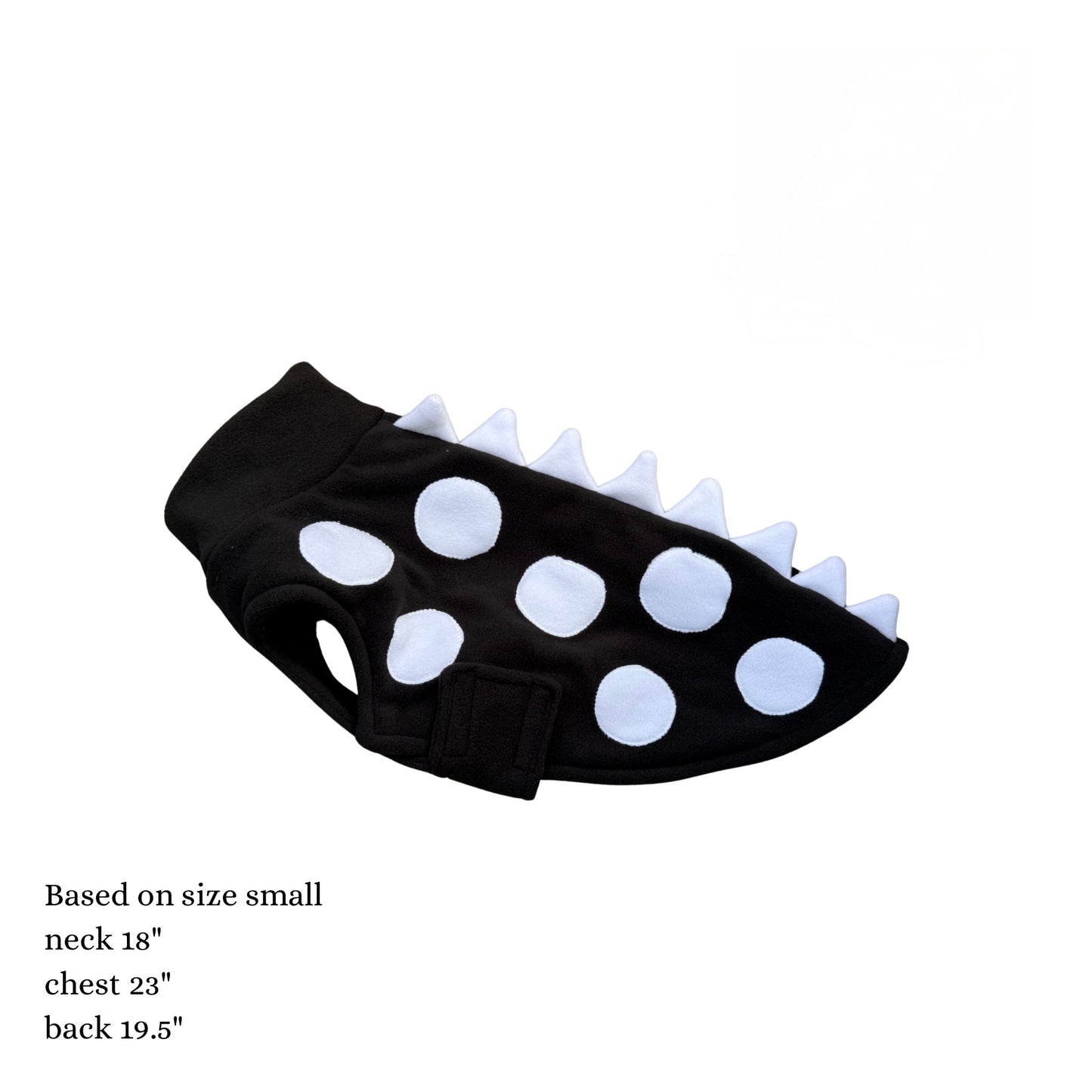 Bespoke size Dino Coat with Black with white spots and spikes