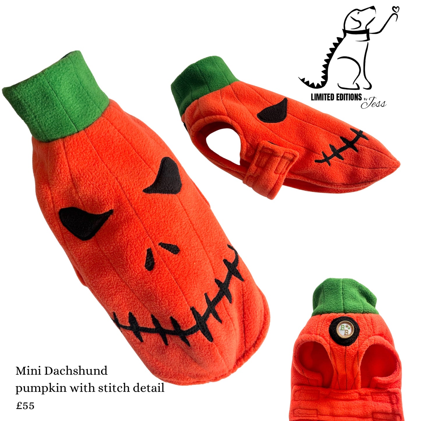 Miniature Dachshund size Limited Edition Pumpkin Coat (ONLY 1 AVAILABLE)